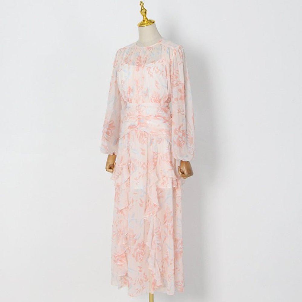 Cleopatra Floral Pleated Print Maxi Dress - Picture 3 of 5